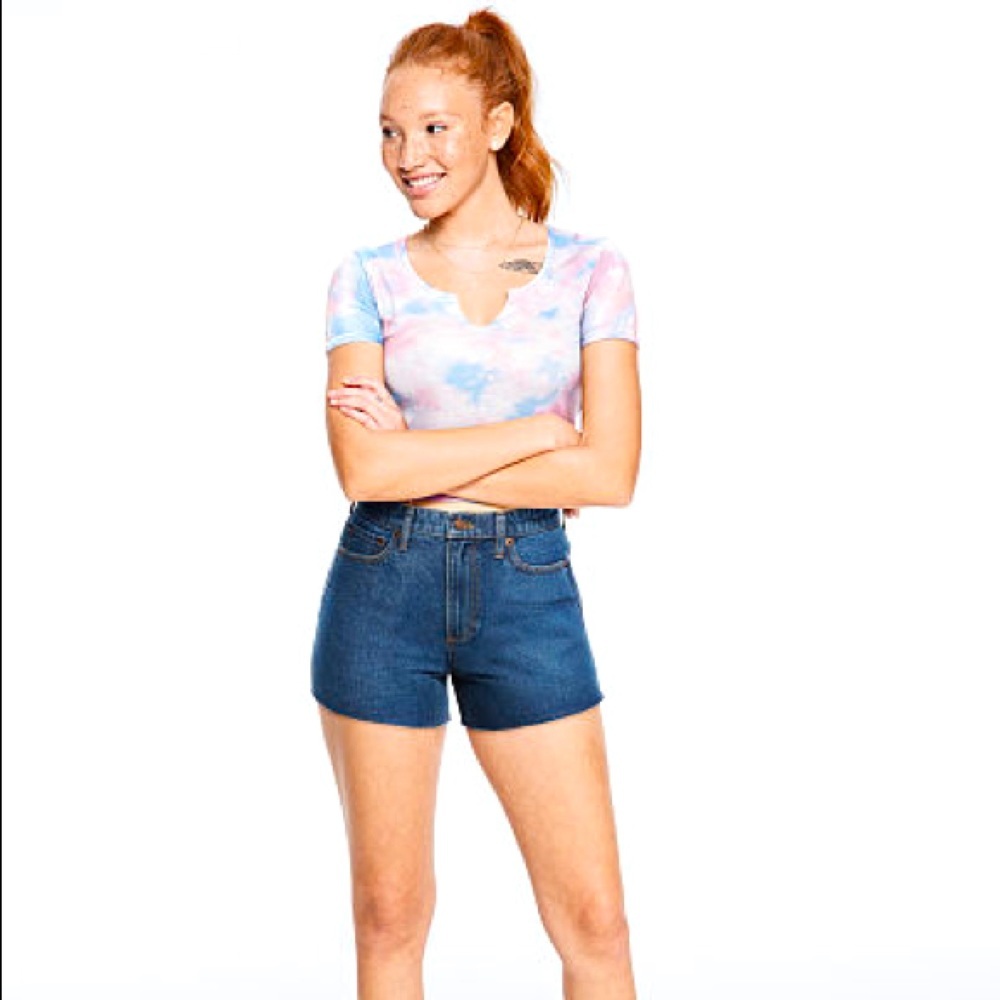PINK Women High Waist Cut Off Denim Jean Shorts 30